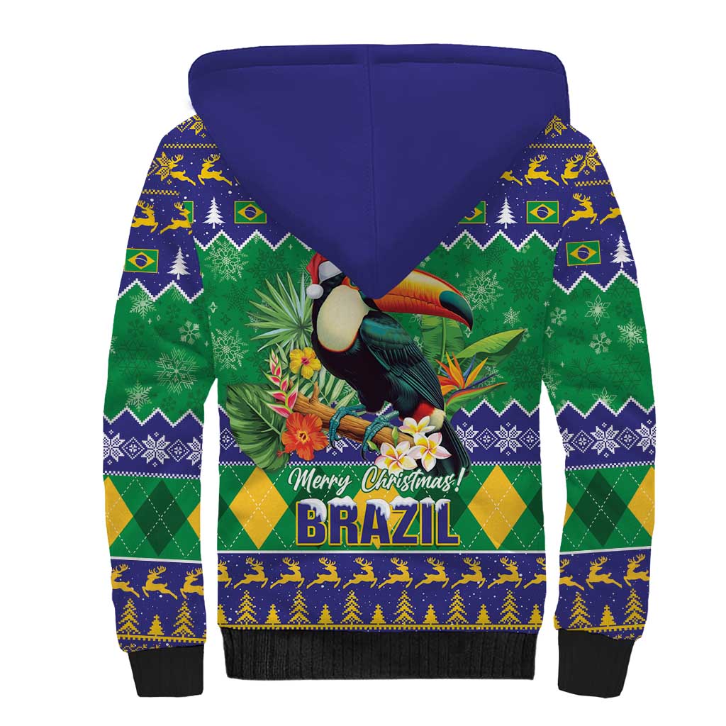 Brazil Christmas Sherpa Hoodie Toco Toucan Feliz Natal - Wonder Print Shop