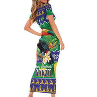 Brazil Christmas Short Sleeve Bodycon Dress Toco Toucan Feliz Natal - Wonder Print Shop