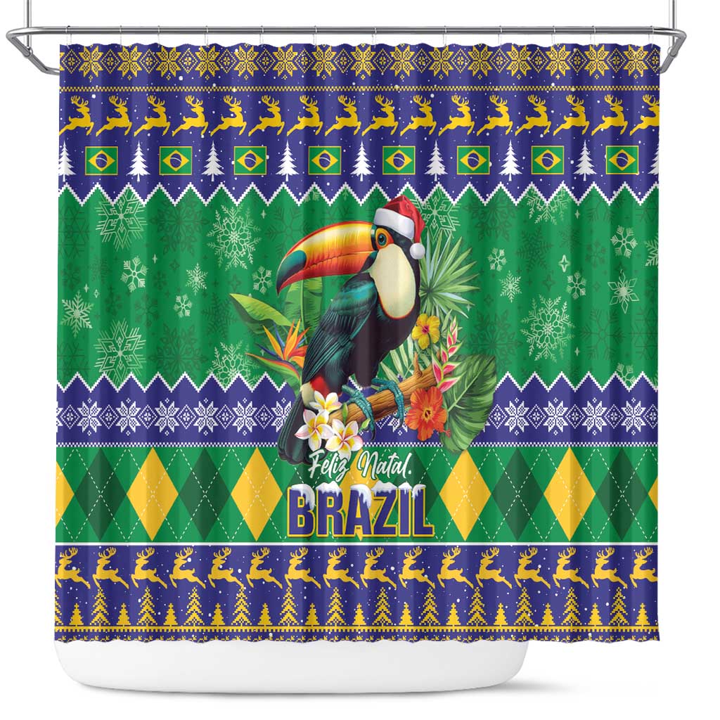Brazil Christmas Shower Curtain Toco Toucan Feliz Natal