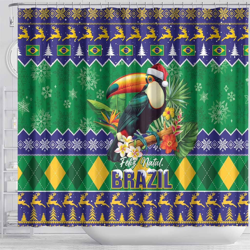 Brazil Christmas Shower Curtain Toco Toucan Feliz Natal