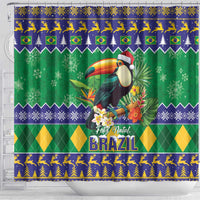 Brazil Christmas Shower Curtain Toco Toucan Feliz Natal