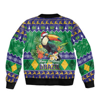 Brazil Christmas Sleeve Zip Bomber Jacket Toco Toucan Feliz Natal - Wonder Print Shop