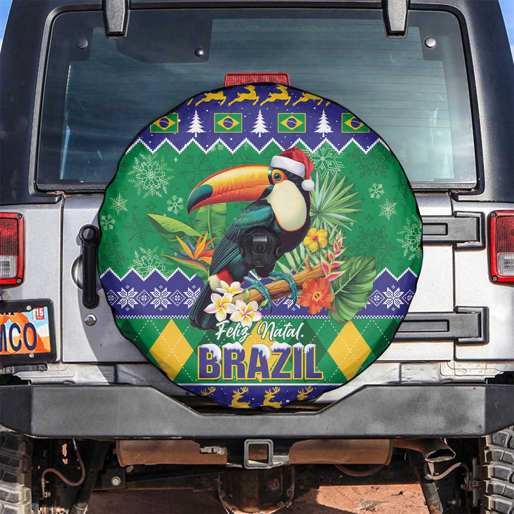 Brazil Christmas Spare Tire Cover Toco Toucan Feliz Natal - Wonder Print Shop