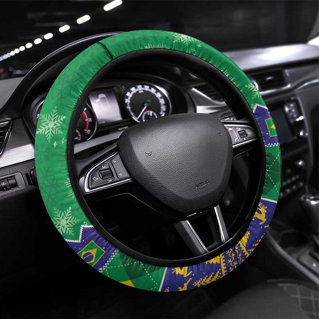 Brazil Christmas Steering Wheel Cover Toco Toucan Feliz Natal - Wonder Print Shop