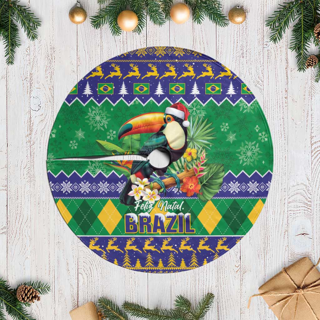Brazil Christmas Tree Skirt Toco Toucan Feliz Natal - Wonder Print Shop