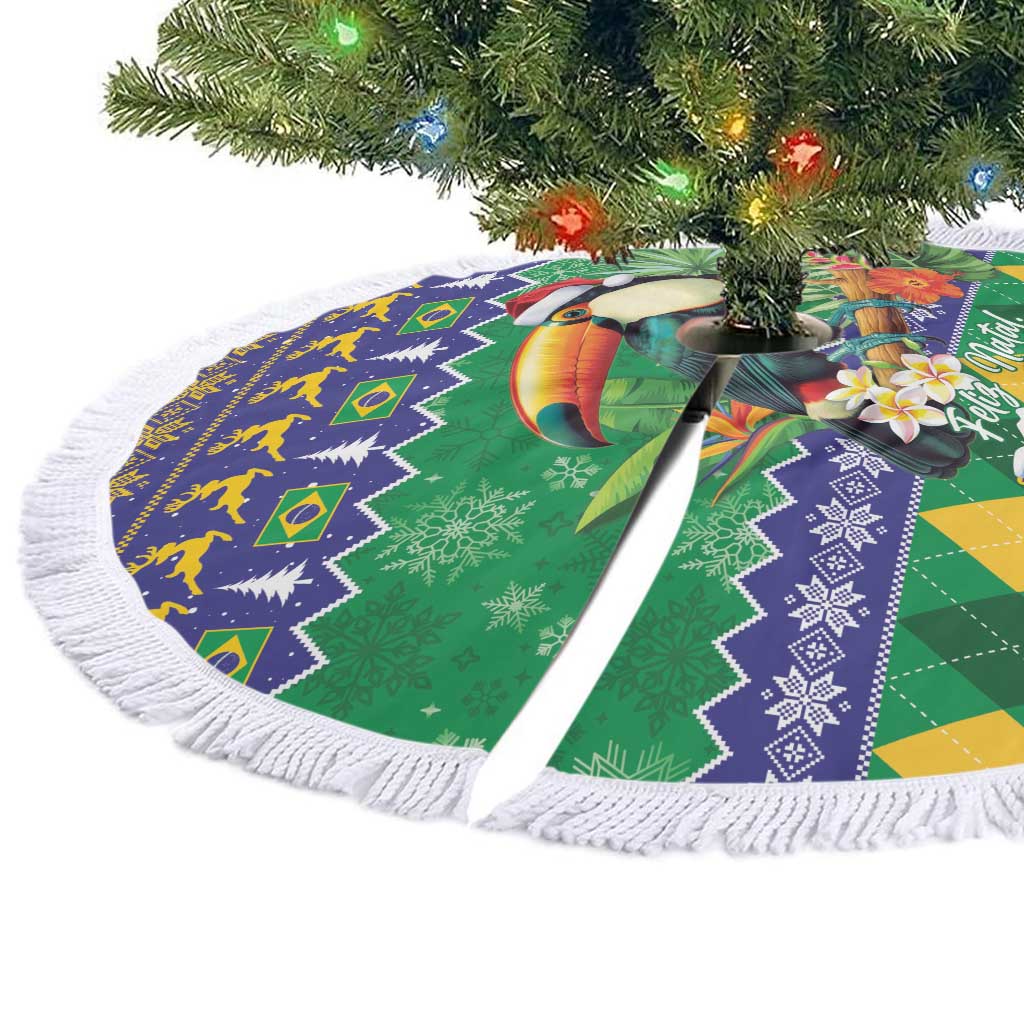 Brazil Christmas Tree Skirt Toco Toucan Feliz Natal - Wonder Print Shop