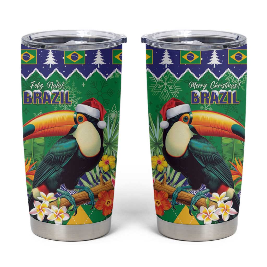 Brazil Christmas Tumbler Cup Toco Toucan Feliz Natal - Wonder Print Shop