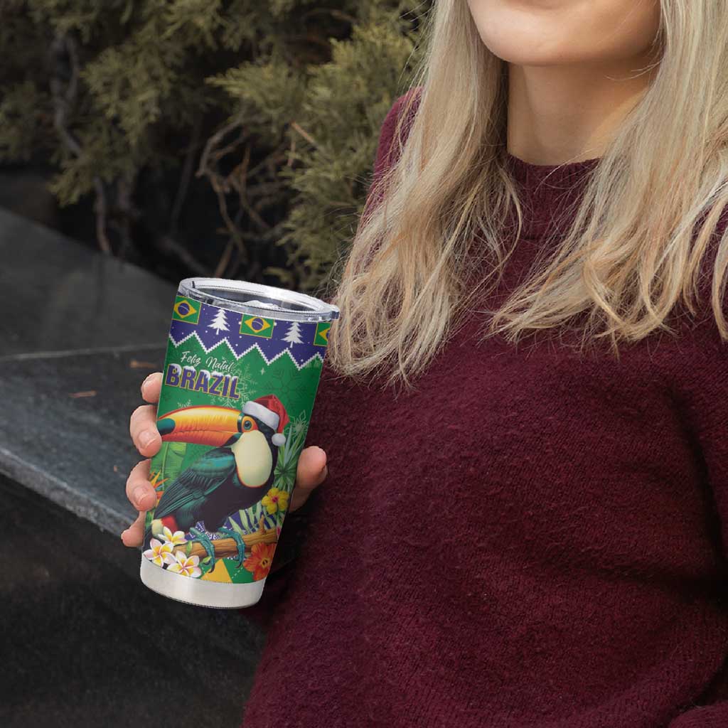 Brazil Christmas Tumbler Cup Toco Toucan Feliz Natal - Wonder Print Shop