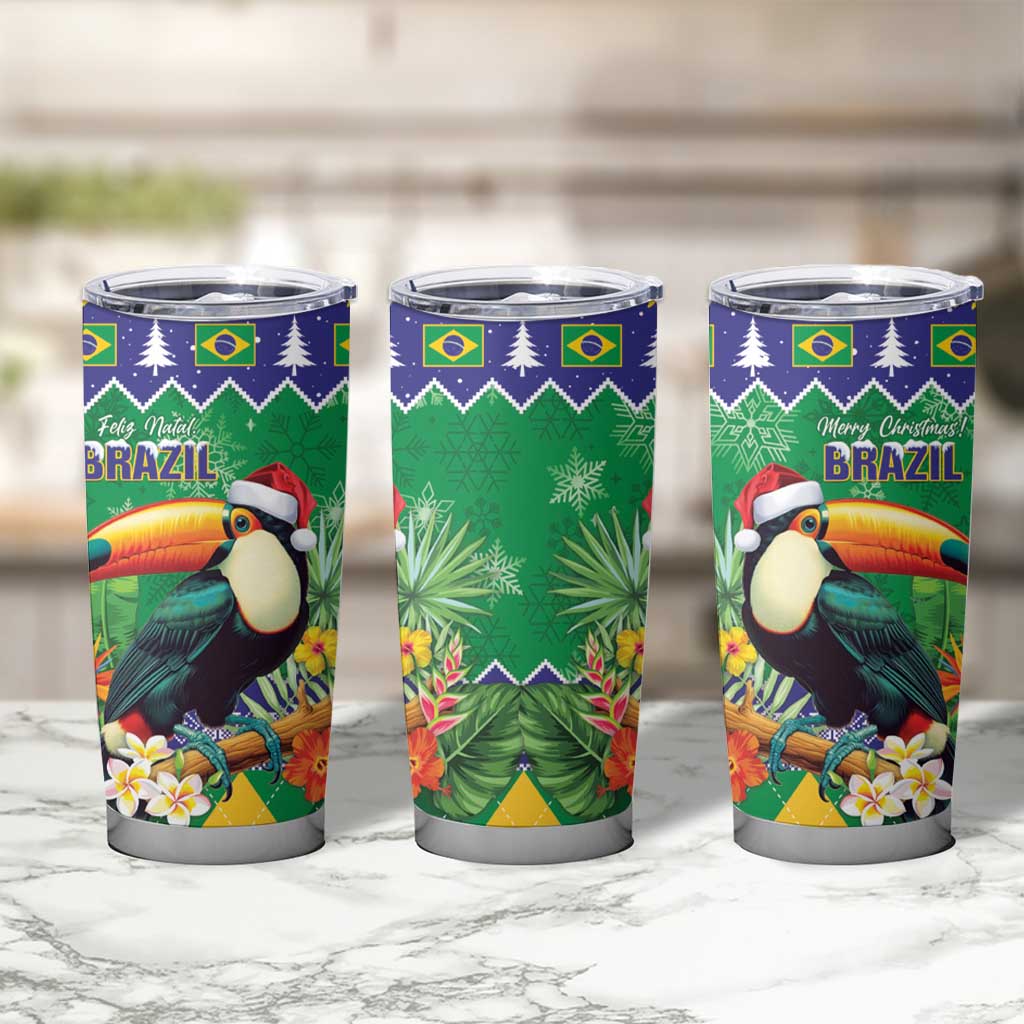 Brazil Christmas Tumbler Cup Toco Toucan Feliz Natal - Wonder Print Shop