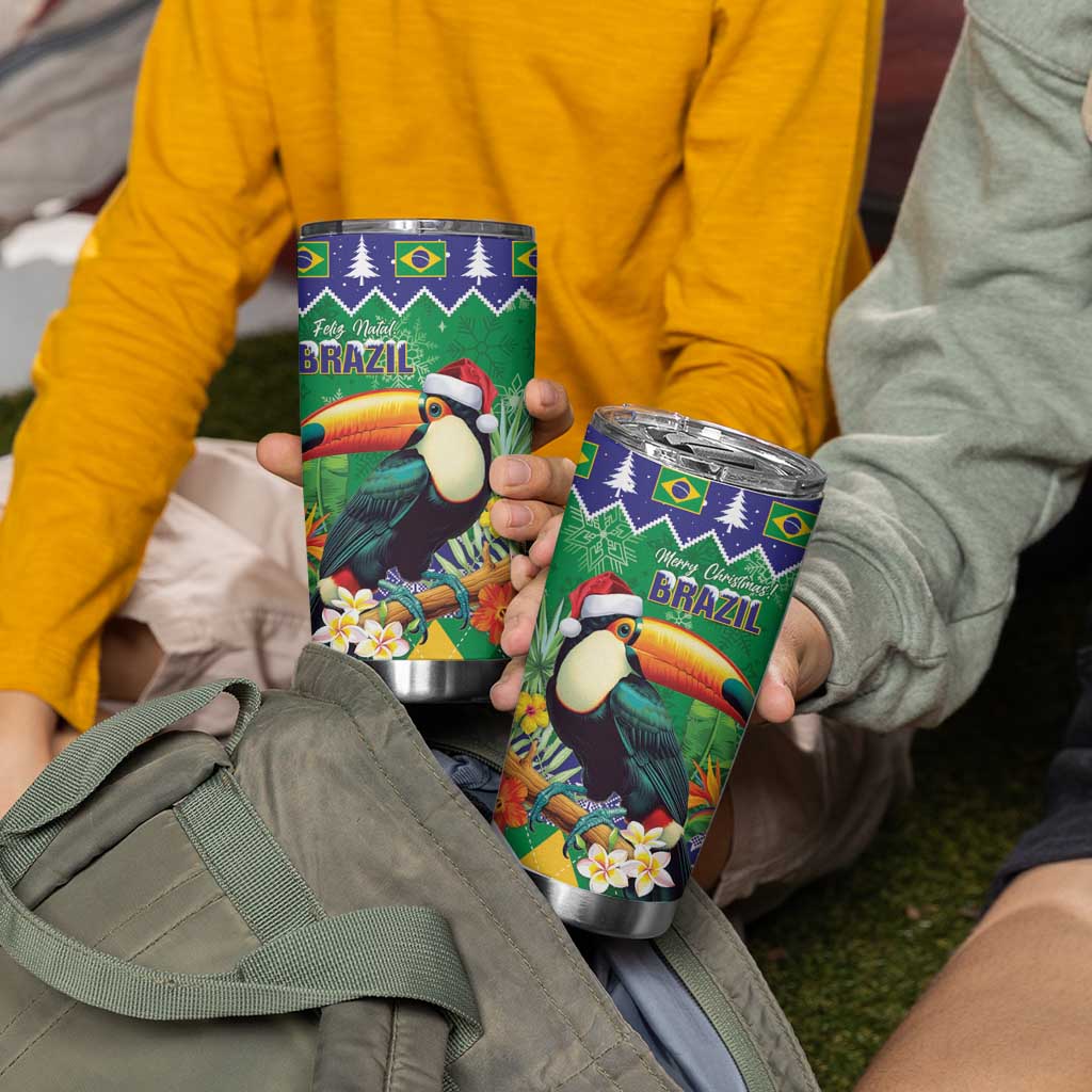 Brazil Christmas Tumbler Cup Toco Toucan Feliz Natal - Wonder Print Shop