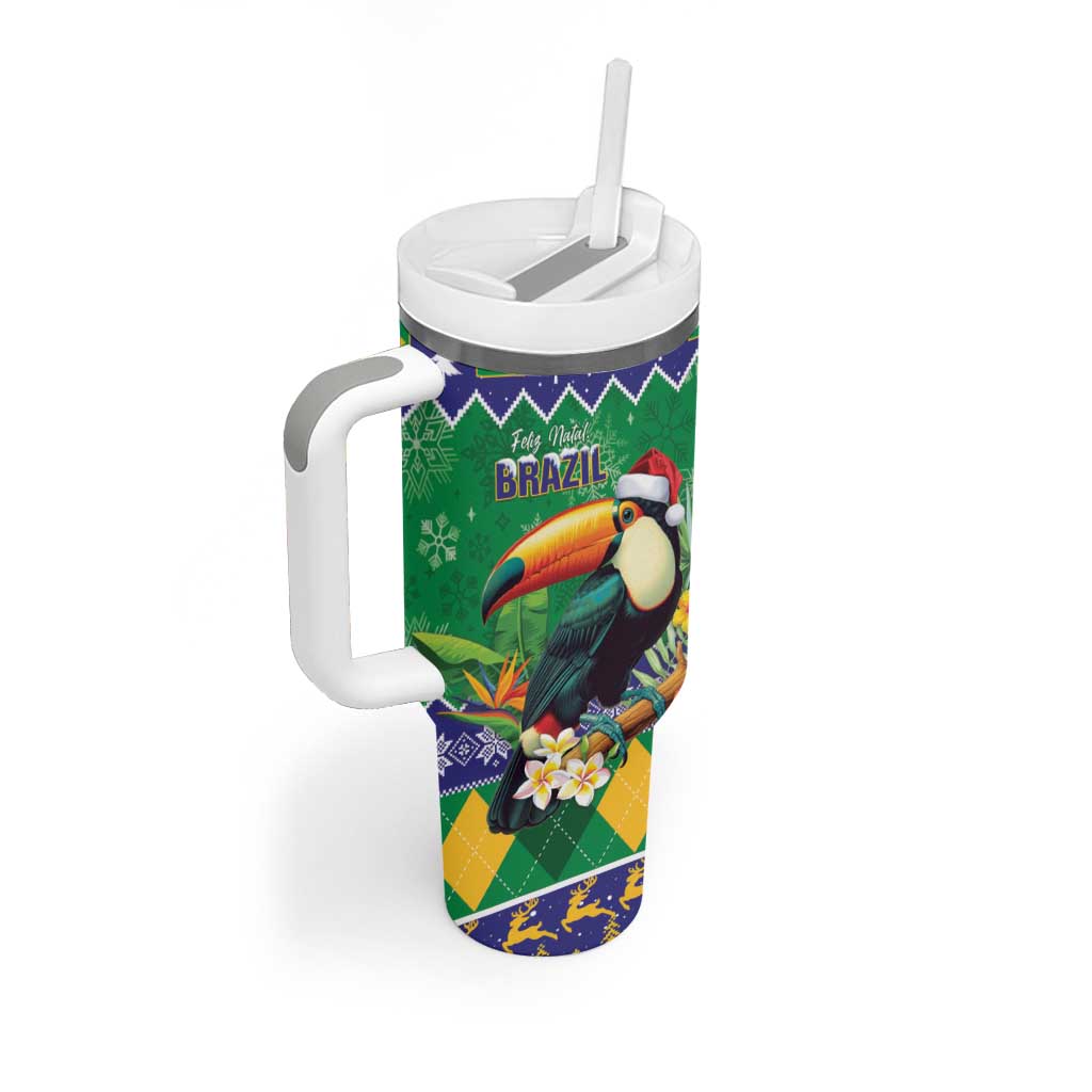 Brazil Christmas Tumbler With Handle Toco Toucan Feliz Natal - Wonder Print Shop