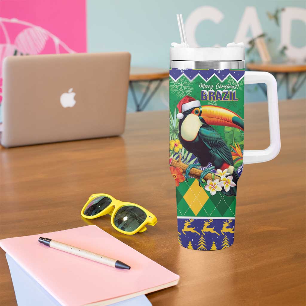 Brazil Christmas Tumbler With Handle Toco Toucan Feliz Natal - Wonder Print Shop