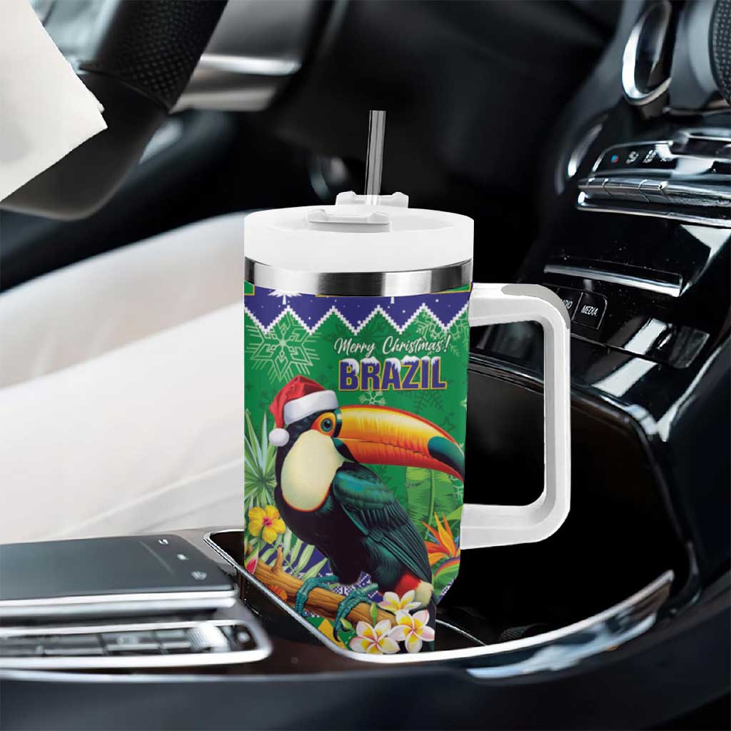 Brazil Christmas Tumbler With Handle Toco Toucan Feliz Natal - Wonder Print Shop