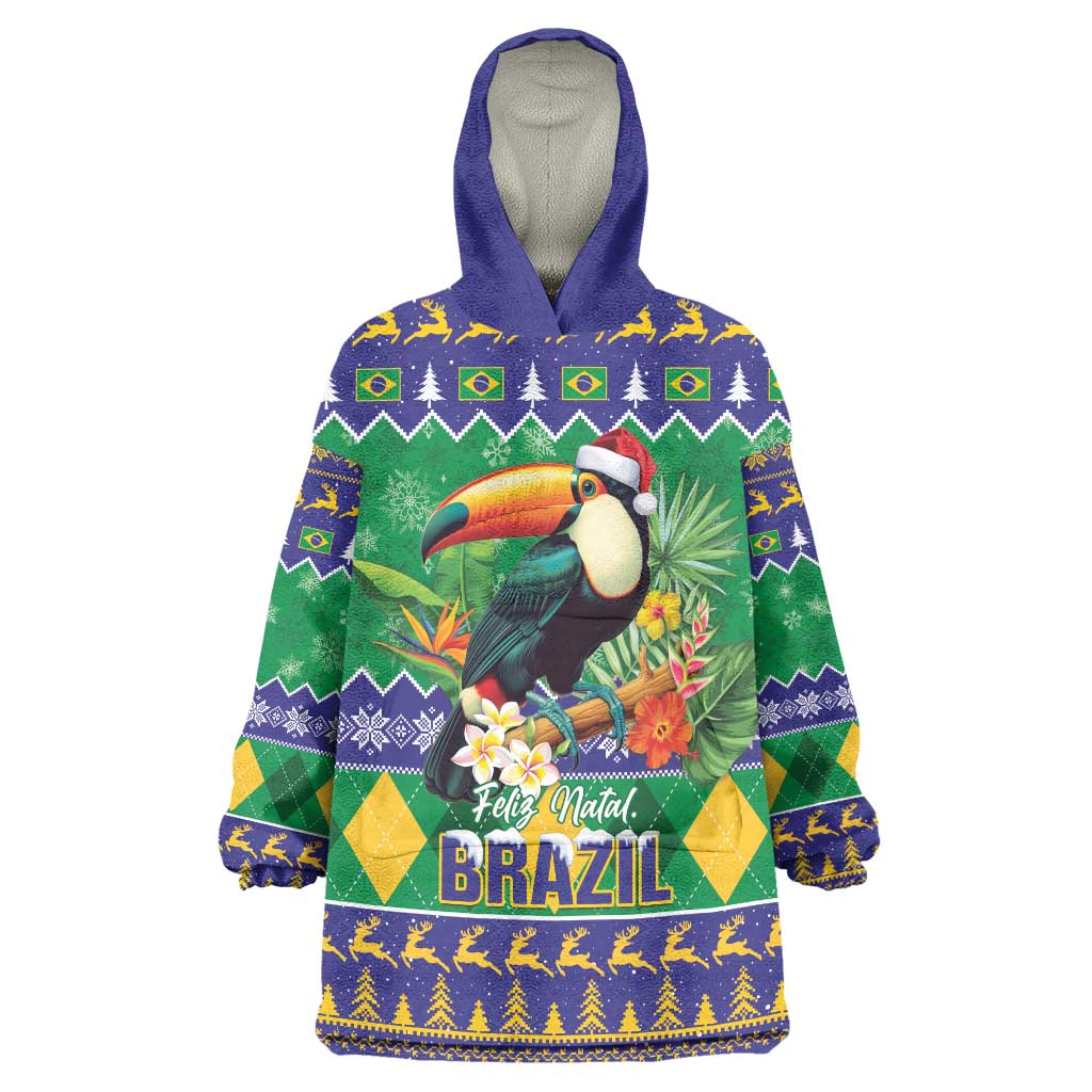 Brazil Christmas Wearable Blanket Hoodie Toco Toucan Feliz Natal - Wonder Print Shop
