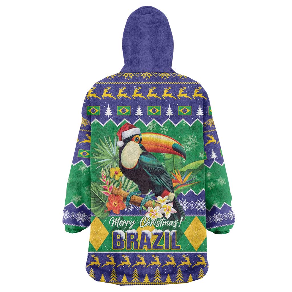 Brazil Christmas Wearable Blanket Hoodie Toco Toucan Feliz Natal - Wonder Print Shop