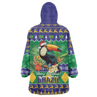 Brazil Christmas Wearable Blanket Hoodie Toco Toucan Feliz Natal - Wonder Print Shop