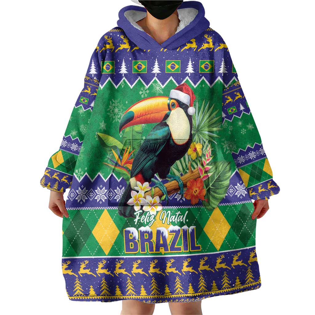 Brazil Christmas Wearable Blanket Hoodie Toco Toucan Feliz Natal - Wonder Print Shop