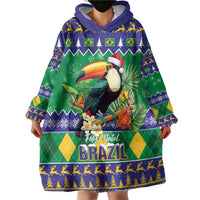 Brazil Christmas Wearable Blanket Hoodie Toco Toucan Feliz Natal - Wonder Print Shop