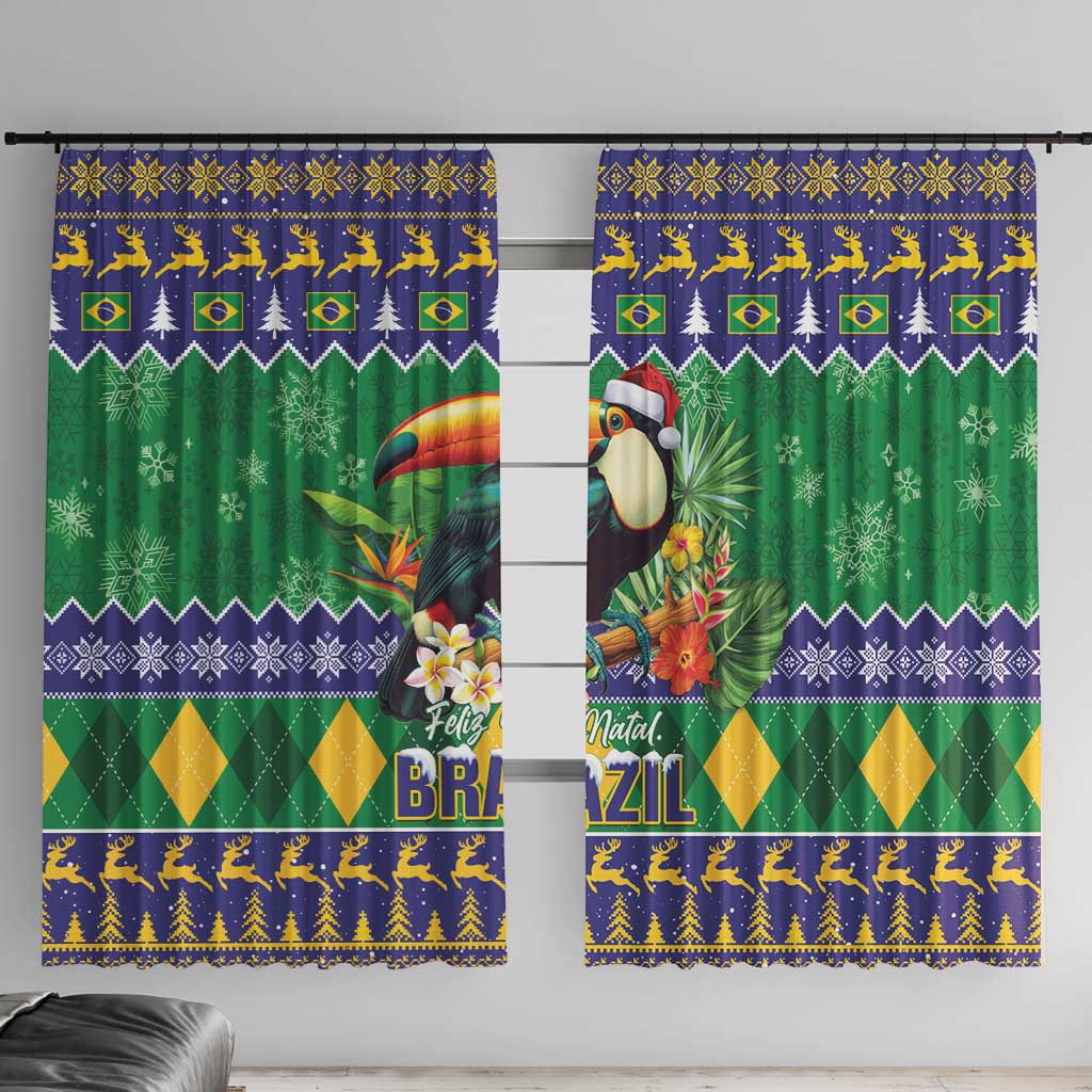 Brazil Christmas Window Curtain Toco Toucan Feliz Natal - Wonder Print Shop