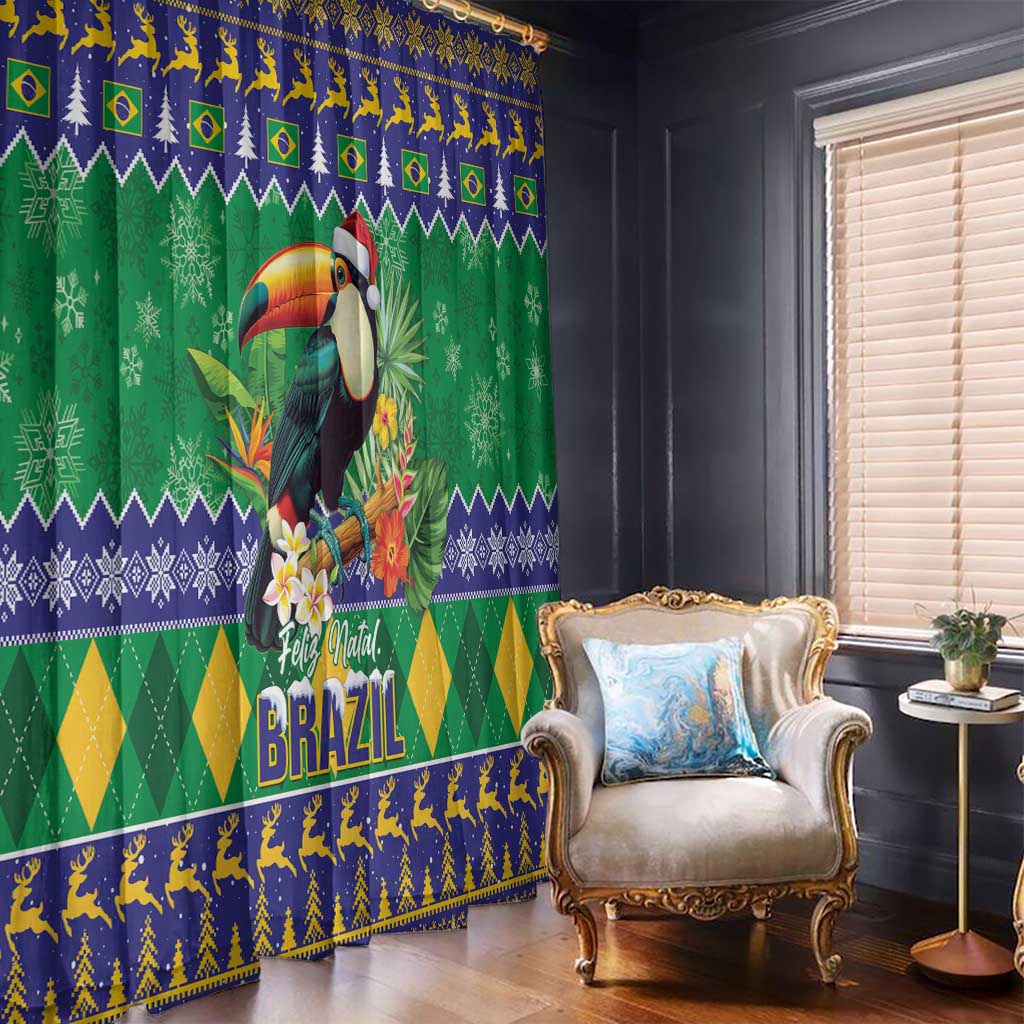 Brazil Christmas Window Curtain Toco Toucan Feliz Natal - Wonder Print Shop