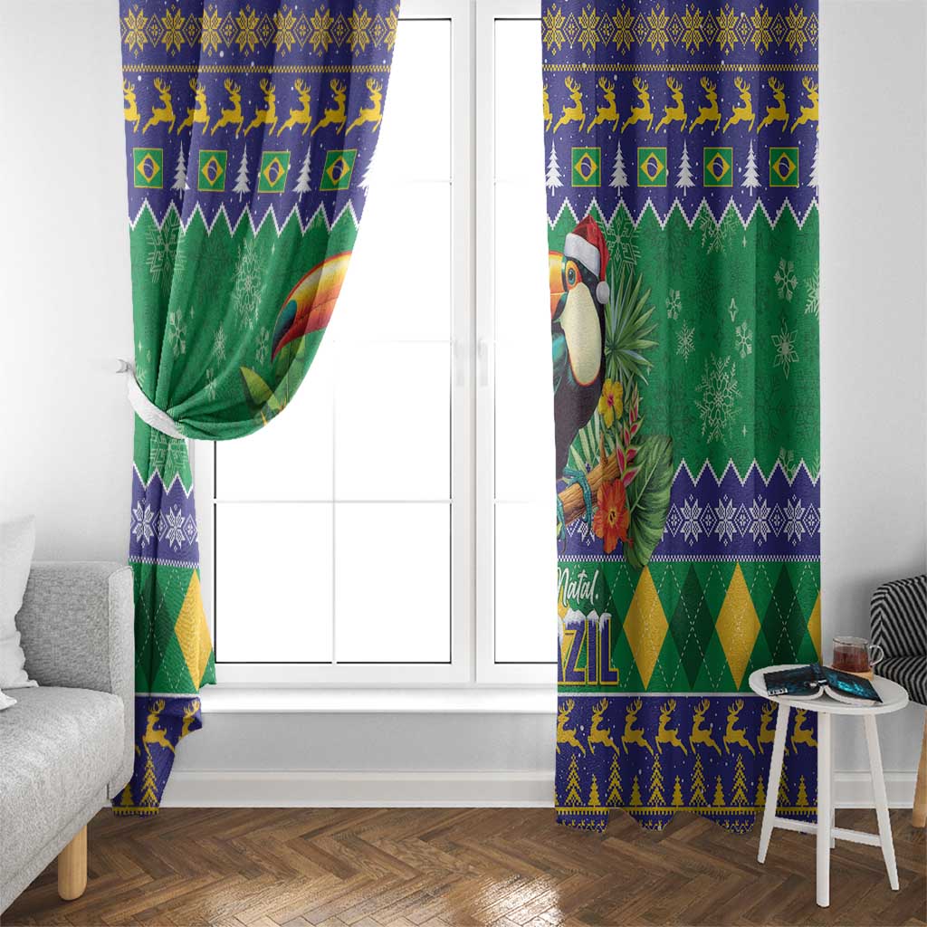 Brazil Christmas Window Curtain Toco Toucan Feliz Natal - Wonder Print Shop