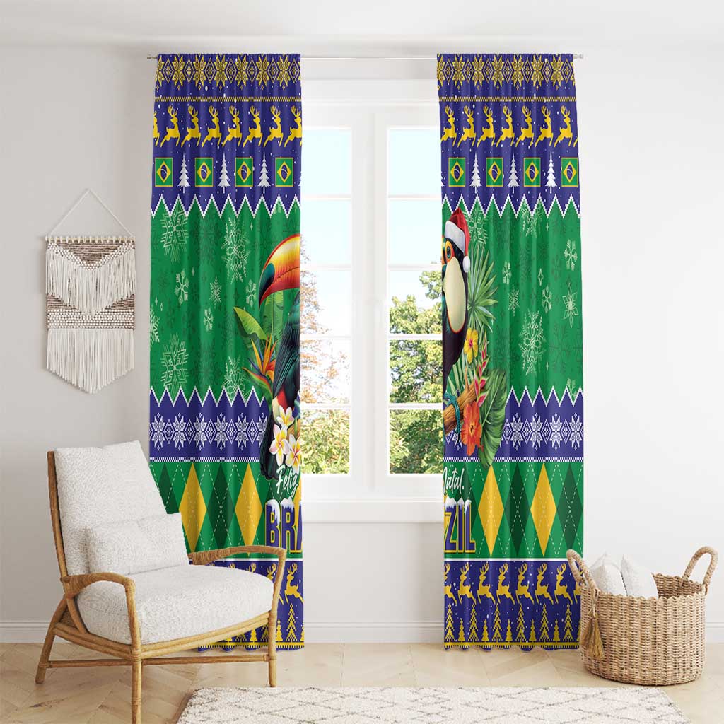 Brazil Christmas Window Curtain Toco Toucan Feliz Natal - Wonder Print Shop