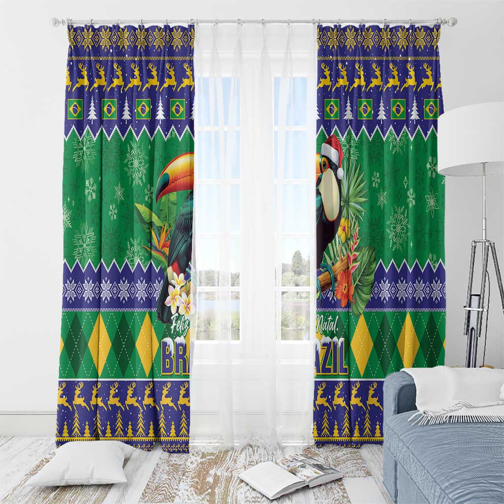 Brazil Christmas Window Curtain Toco Toucan Feliz Natal - Wonder Print Shop