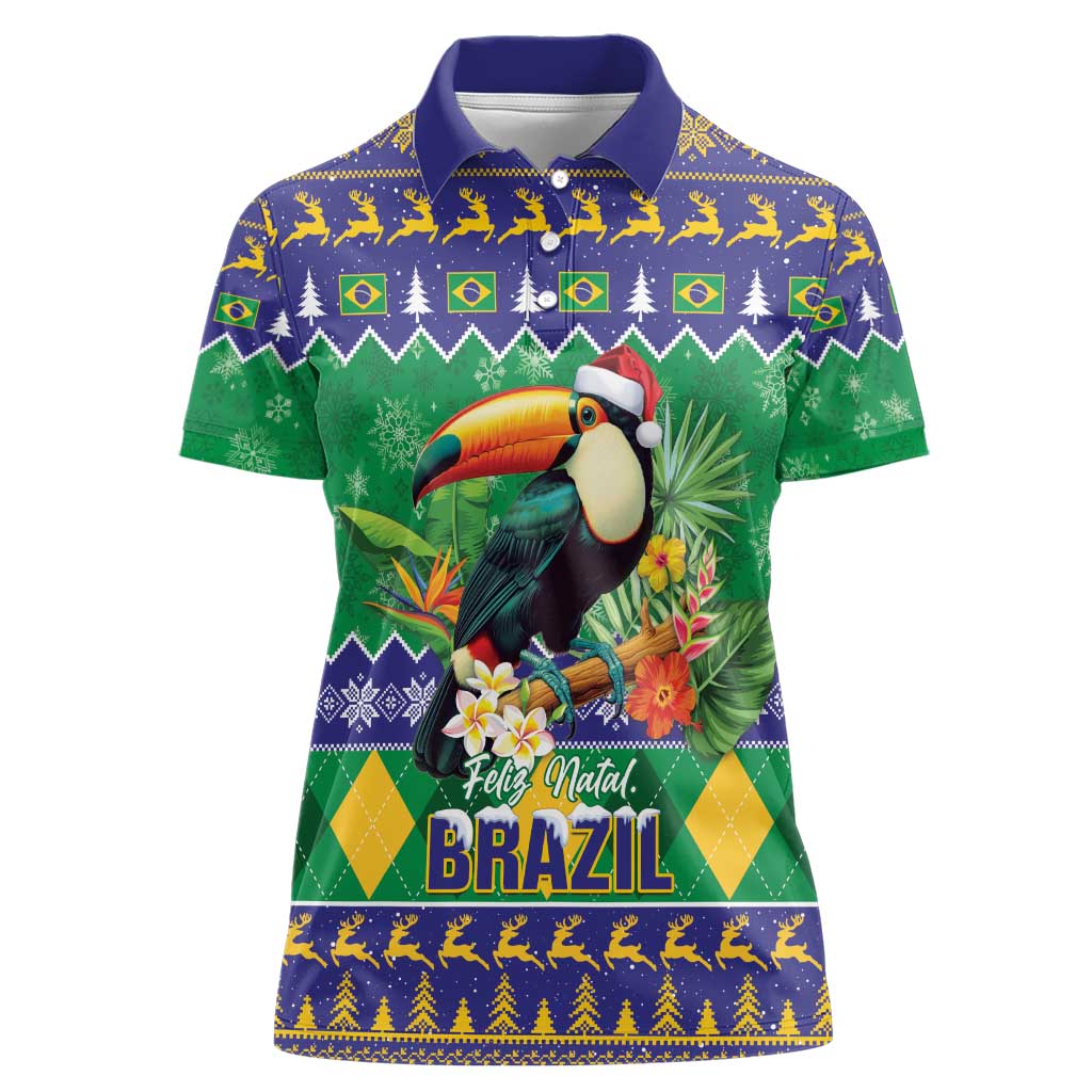 Brazil Christmas Women Polo Shirt Toco Toucan Feliz Natal - Wonder Print Shop