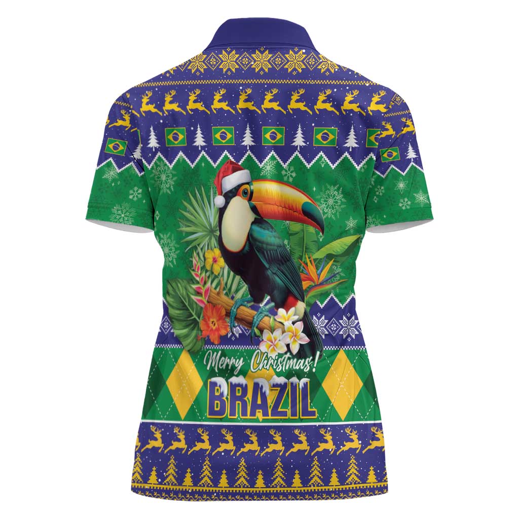 Brazil Christmas Women Polo Shirt Toco Toucan Feliz Natal - Wonder Print Shop