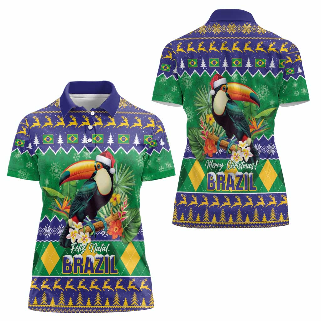Brazil Christmas Women Polo Shirt Toco Toucan Feliz Natal - Wonder Print Shop