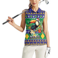 Brazil Christmas Women Sleeveless Polo Shirt Toco Toucan Feliz Natal - Wonder Print Shop