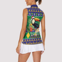 Brazil Christmas Women Sleeveless Polo Shirt Toco Toucan Feliz Natal - Wonder Print Shop