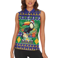 Brazil Christmas Women Sleeveless Polo Shirt Toco Toucan Feliz Natal - Wonder Print Shop
