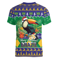 Brazil Christmas Women V-Neck T-Shirt Toco Toucan Feliz Natal - Wonder Print Shop