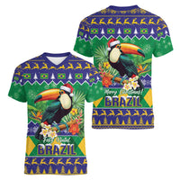 Brazil Christmas Women V-Neck T-Shirt Toco Toucan Feliz Natal - Wonder Print Shop