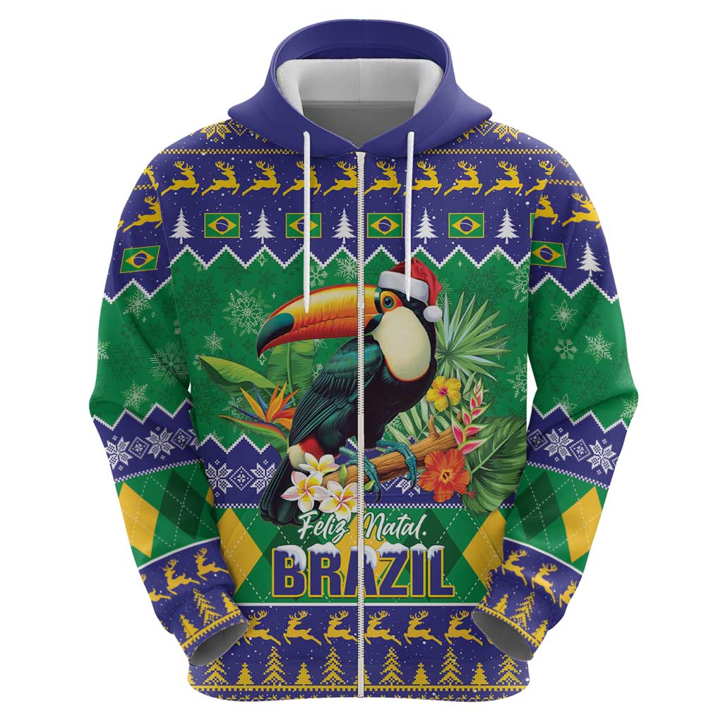 Brazil Christmas Zip Hoodie Toco Toucan Feliz Natal - Wonder Print Shop