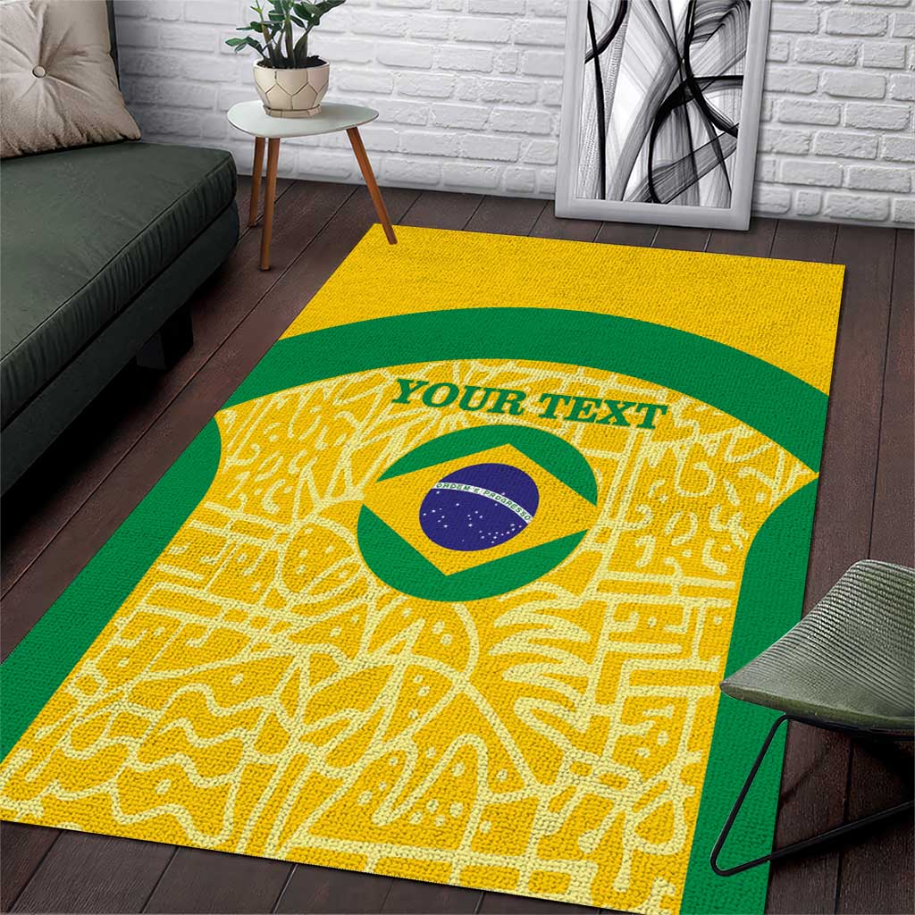 Custom Brazil Football Area Rug Vamos Selecao - Yellow - Wonder Print Shop
