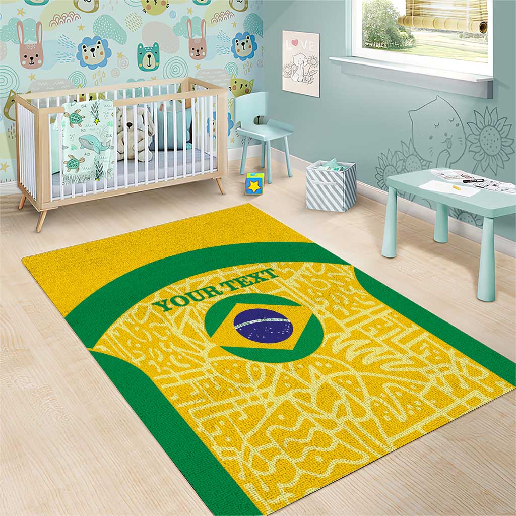 Custom Brazil Football Area Rug Vamos Selecao - Yellow - Wonder Print Shop