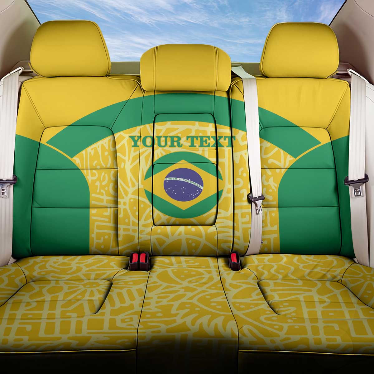 Custom Brazil Football Back Car Seat Cover Vamos Selecao - Yellow - Wonder Print Shop