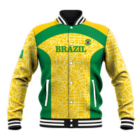 Custom Brazil Football Baseball Jacket Vamos Selecao - Yellow - Wonder Print Shop