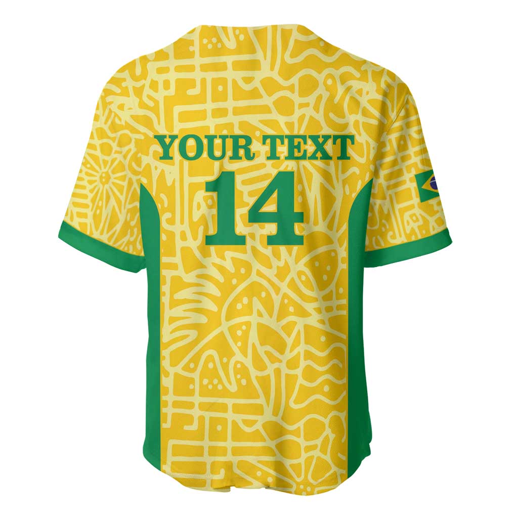Custom Brazil Football Baseball Jersey Vamos Selecao - Yellow - Wonder Print Shop
