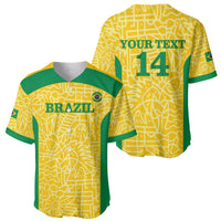Custom Brazil Football Baseball Jersey Vamos Selecao - Yellow - Wonder Print Shop