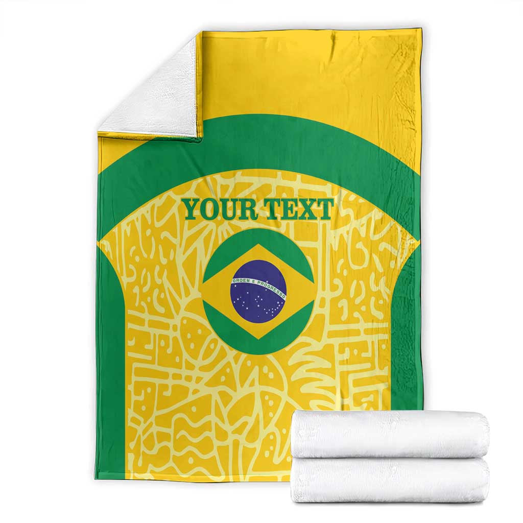 Custom Brazil Football Blanket Vamos Selecao - Yellow