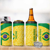 Custom Brazil Football 4 in 1 Can Cooler Tumbler Vamos Selecao - Yellow - Wonder Print Shop