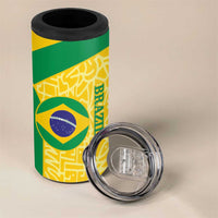 Custom Brazil Football 4 in 1 Can Cooler Tumbler Vamos Selecao - Yellow - Wonder Print Shop