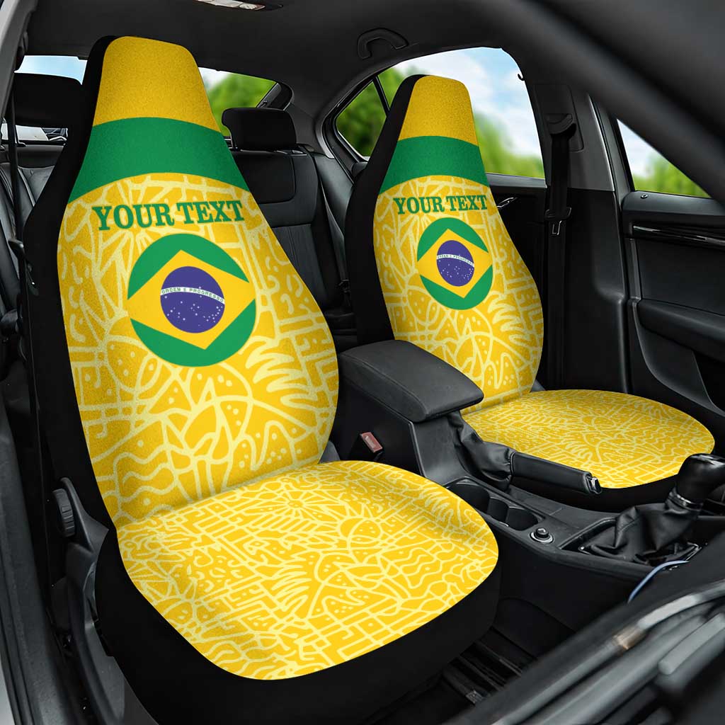 Custom Brazil Football Car Seat Cover Vamos Selecao - Yellow - Wonder Print Shop
