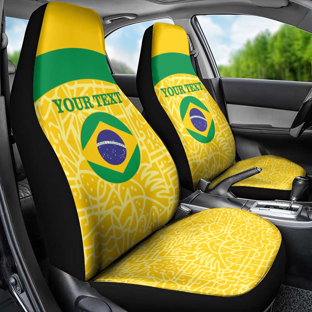Custom Brazil Football Car Seat Cover Vamos Selecao - Yellow - Wonder Print Shop