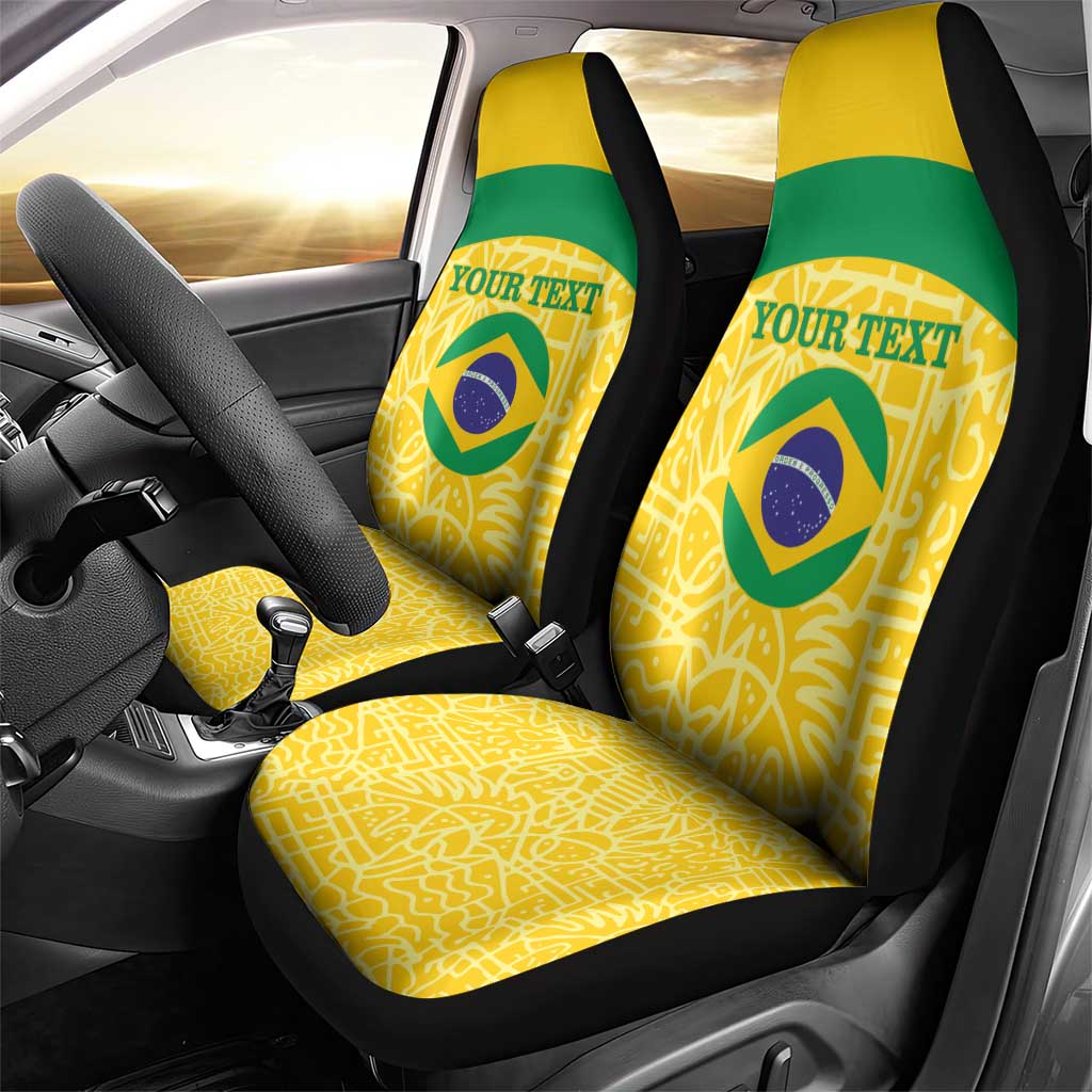 Custom Brazil Football Car Seat Cover Vamos Selecao - Yellow - Wonder Print Shop