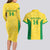 Custom Brazil Football Couples Matching Long Sleeve Bodycon Dress and Hawaiian Shirt Vamos Selecao - Yellow - Wonder Print Shop