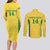 Custom Brazil Football Couples Matching Long Sleeve Bodycon Dress and Long Sleeve Button Shirt Vamos Selecao - Yellow - Wonder Print Shop